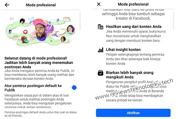 syarat mengaktifkan mode profesional facebook