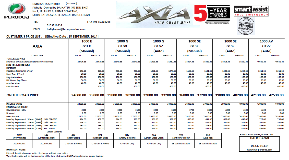 Buy Perodua: Brochure dan Pricelist Perodua Axia