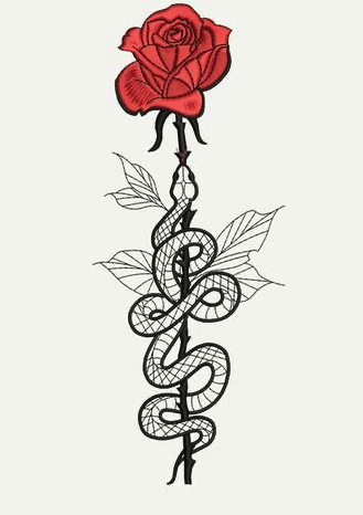 Red-Rose-with-Snake-design-Tattoo