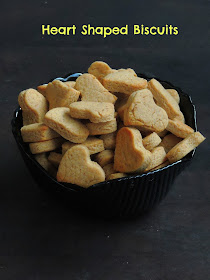Eggless heart shaped biscuits