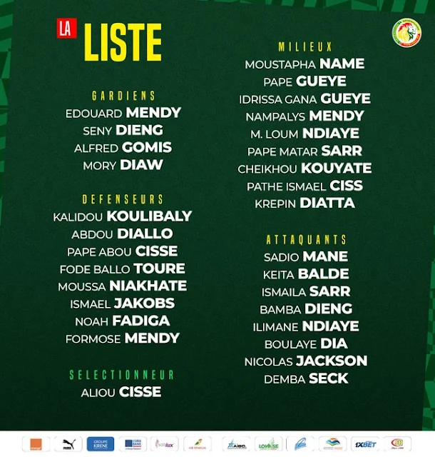 Selección de Senegal para su partido contra Bolivia