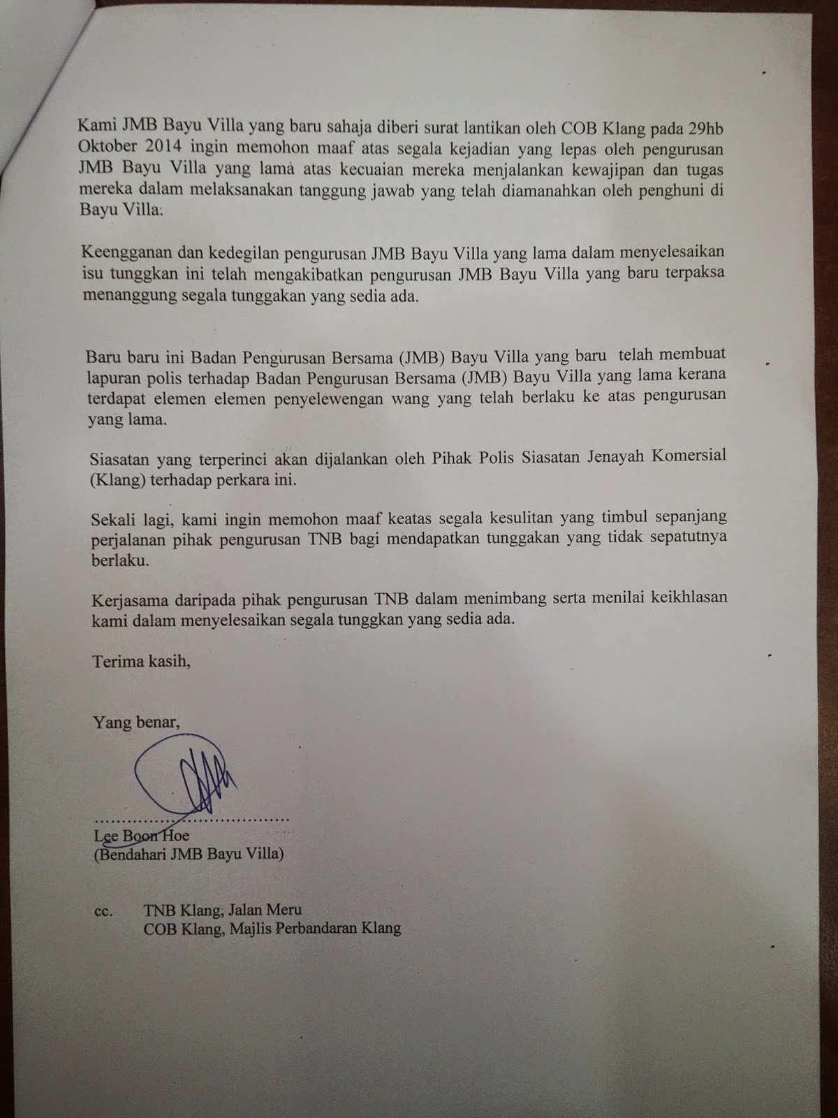 Contoh Surat Rayuan Pengurangan Bayaran Bil Hospital