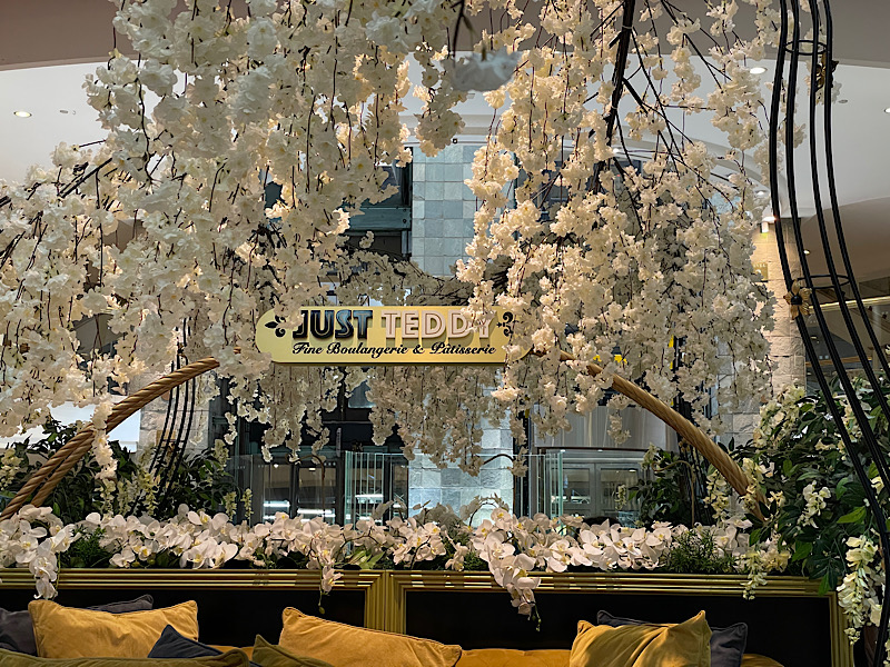 Interior and signage at Just Teddy Fine Boulangerie & Patisserie, Hyde Park Corner