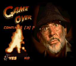 Game Over del juego Indiana Jones' Greatest Adventures para SNES