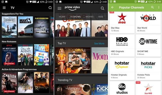 top 3 best streaming services in India | hotstar vs netflix vs amazon prime