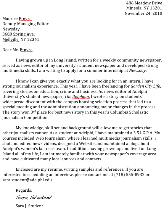 Journalism Advice: How to Write a Cover Letter
