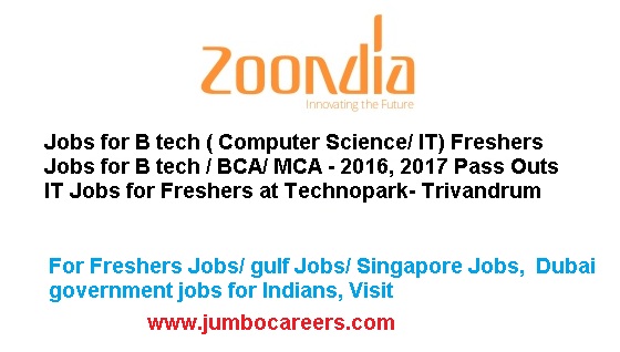 Technopark jobs for freshers, Jobs for b tech 2016 2017 pass outs, b tech cse fresher jobs in kerala