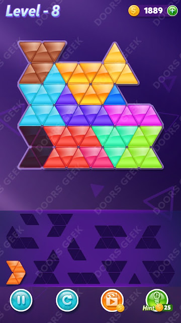 Block! Triangle Puzzle 12 Mania Level 8 Solution, Cheats, Walkthrough for Android, iPhone, iPad and iPod