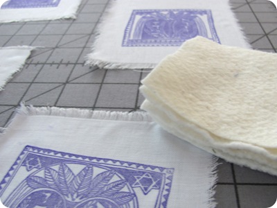 Small pieces of cotton batting