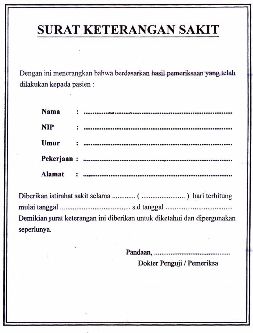 Contoh Surat Keterangan Sakit Dokter Pdf Contoh Surat