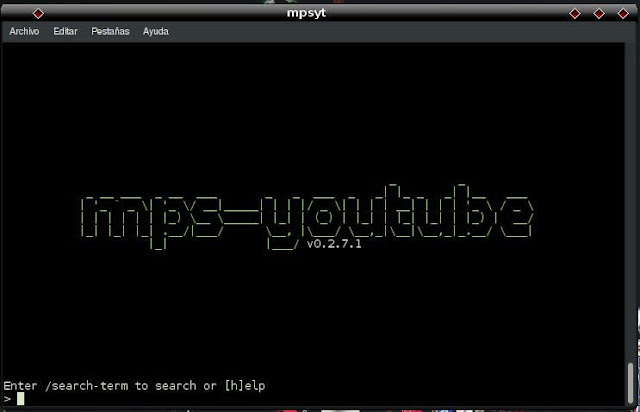 mps-youtube antiX - Welcome screen