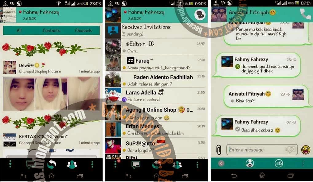 Apk BBM Mod hijau Simple Plus Icon Bunga/Kembang