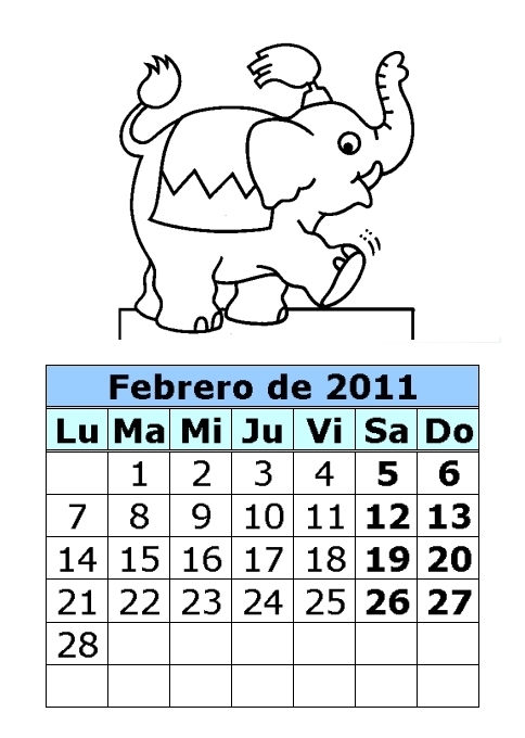 Calendario de dibujos para colorear de 2011 (1ª parte)