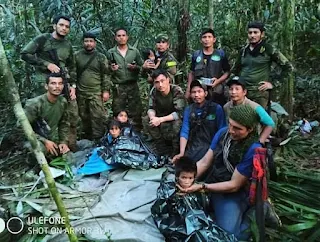 أربعة أطفال من السكان الأصليين (في الصورة) فقدوا لمدة ستة أسابيع في غابة الأمازون الكولومبية بعد العثور على أحياء في حادث تحطم الطائرة