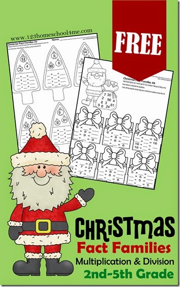 Christmas Fact Families - Multiplication and Division Math Worksheets