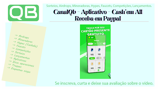 CanalQb - Aplicativo - Cash'em All Receba em Paypal