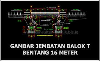 Gambar-Jembatan-Gelagar-Beton-Bertulang-Balok-T-Kelas-A-Bentang-16-Meter-Format-Autocad