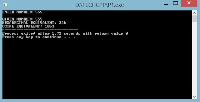 C++ Program to display Hexadecimal and Octal Equivalent of a given number