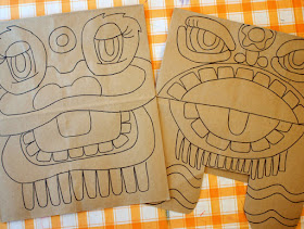 Chinese New Year Paper Bag Lion Mask Kids Craft