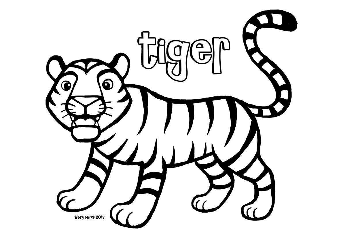 Art and Lore Tiger Coloring Page Mewarnai Harimau  