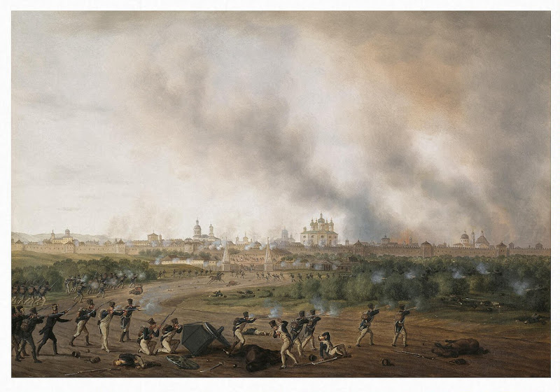 Battle of Smolensk on 18 August 1812 by Albrecht Adam - Battle, History Drawings from Hermitage Museum