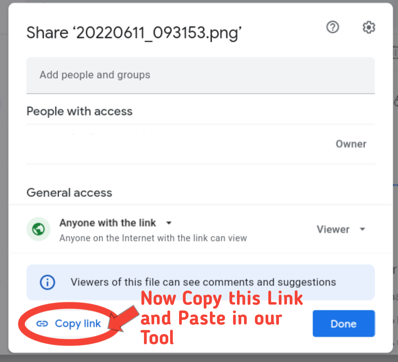 Step 3 to use Google Drive Direct Download Link Generator Tool