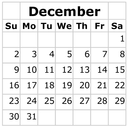 FREEISMYLIFE December 2012 Calendar - All the December FREE in 1 List 