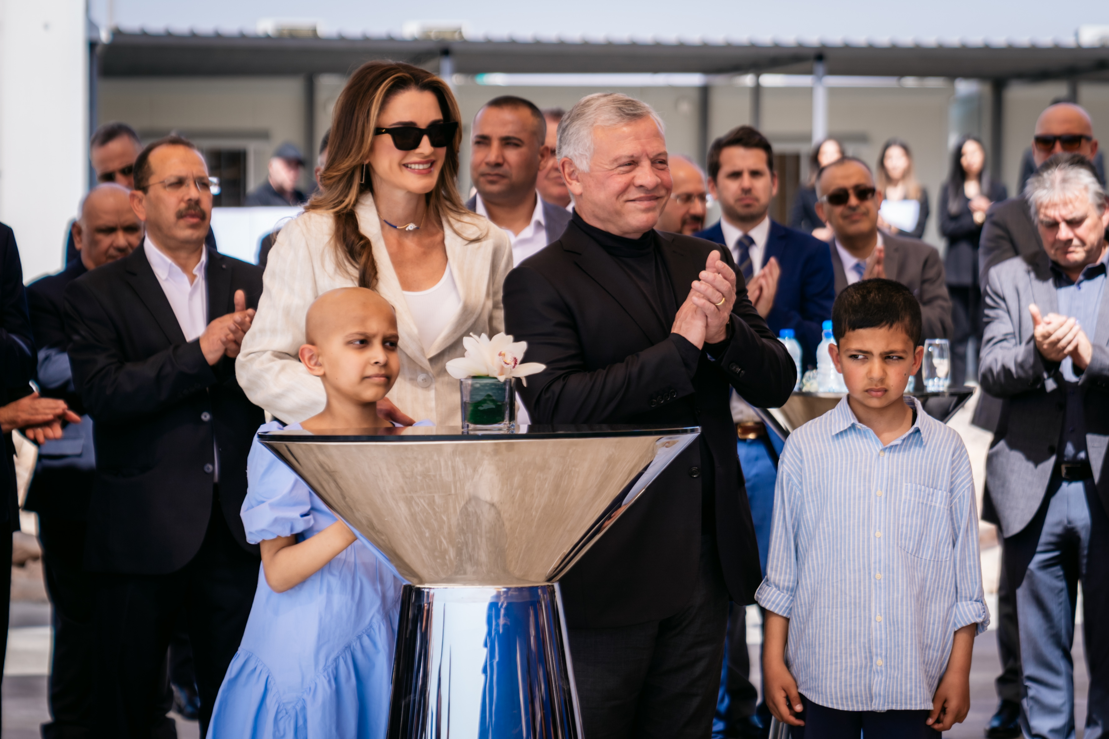 Queen Rania of Jordan joined King Abdullah II in Aqba where the King laid the foundation stone for the King Hussein Cancer Centre project.