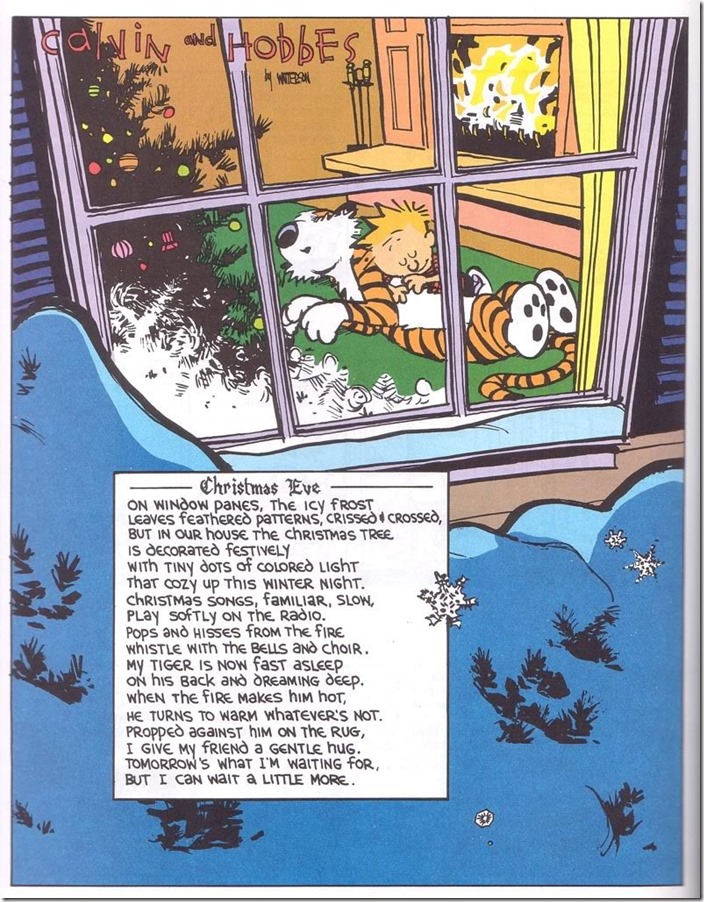 Calvin and hobbes Christmas poem by the fire