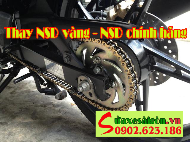 Thay nhông sên dĩa vàng, NSD chính hãng cho xe Exciter 2010