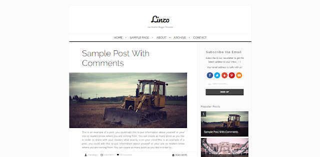 Linzo - A Responsive Blogger Template Free Download