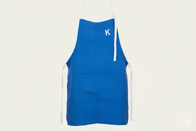 고소영 앞치마 K 이니셜 블루 린넨 디자인 에이프런