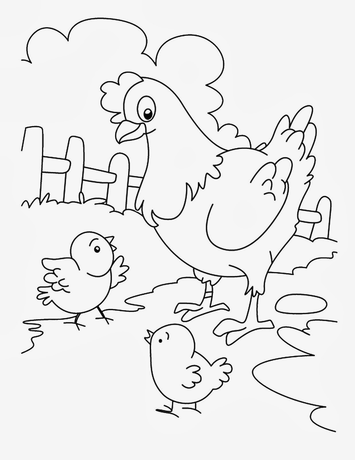 Sketsa Gambar Induk Ayam Sobsketsa