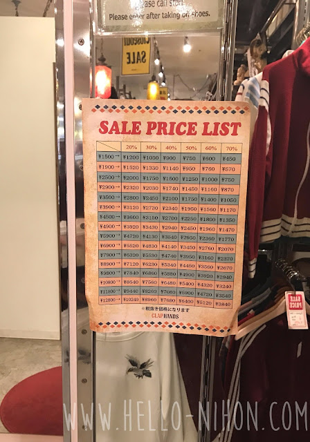 Sales Prices at Thrift Store in Japan