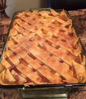 Hot peach cobbler right out of the oven!