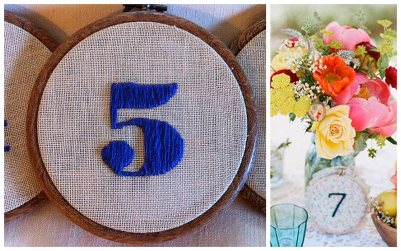  embroidery hoop table numbers via etsy picotte weddings via style me 