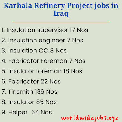 Karbala Refinery Project jobs in Iraq