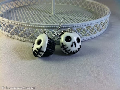 Kawaii Halloween “Jack Skellington” Cupcake earrings
