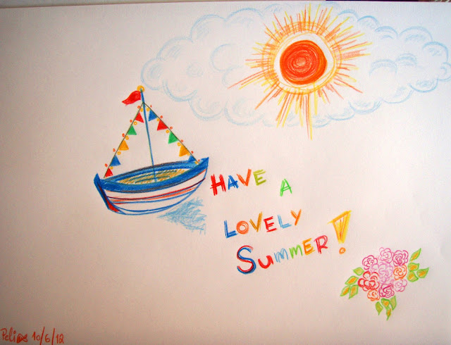 summer time coloured pencil drawing