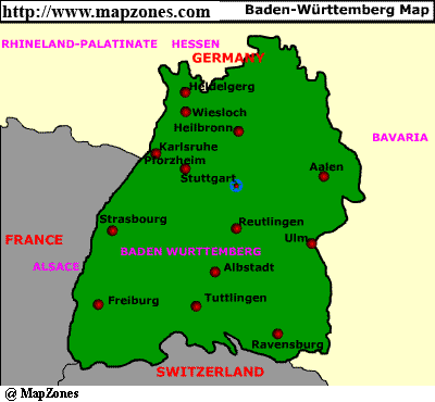 Baden-Wuttenberg Map Federal States of Germany