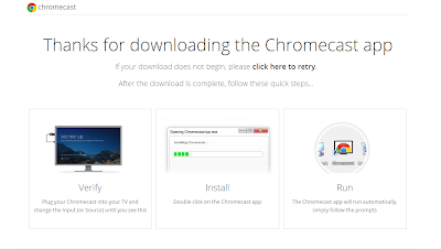 Google Chromecast App installer download page