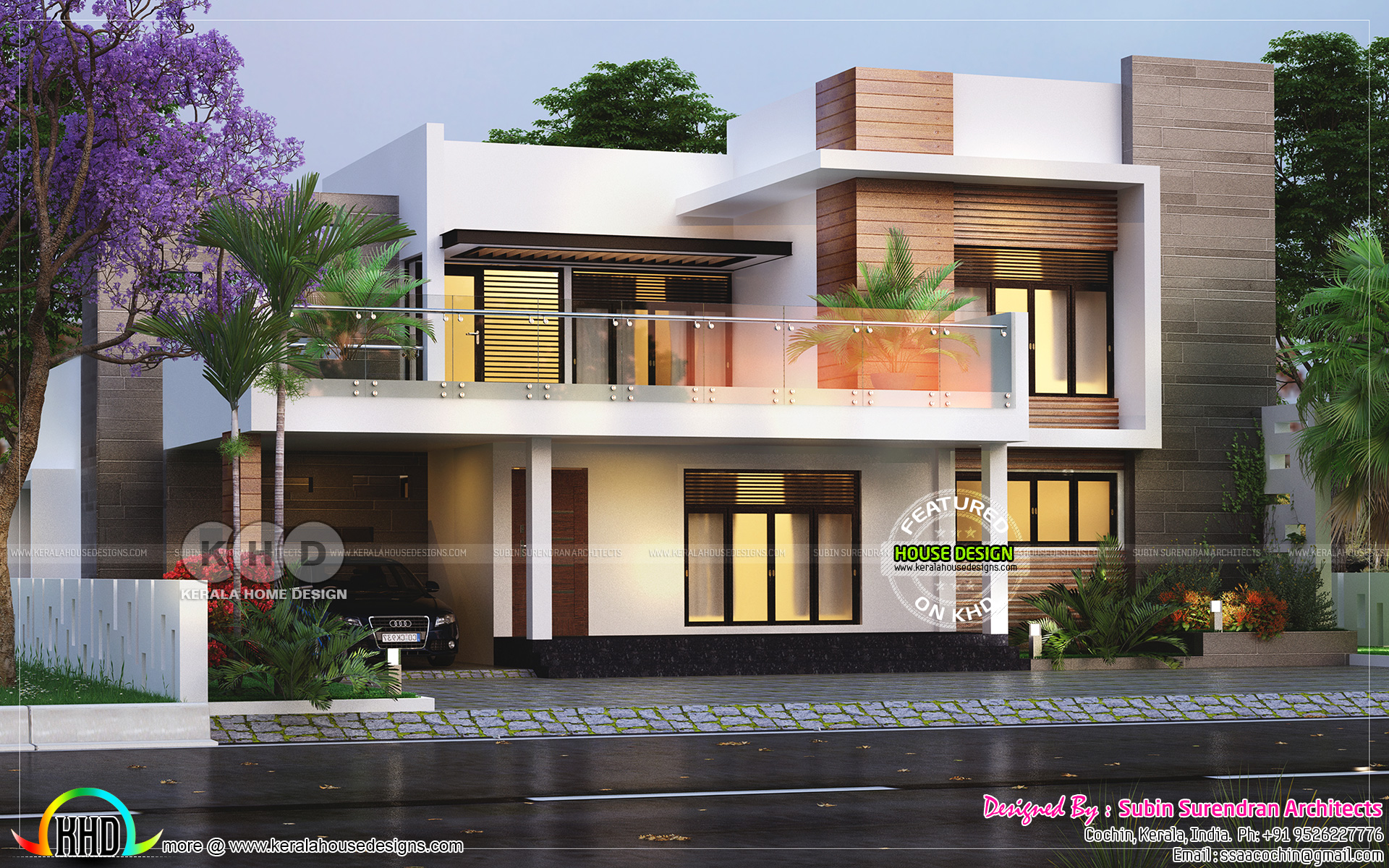 3 bedroom 2650 square feet modern flat roof house Kerala 