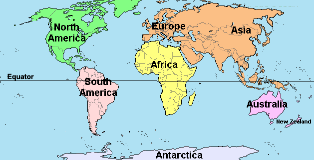 world map continents labeled. world map continents