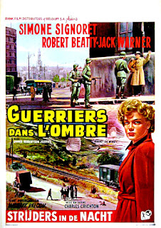 GUERRIERS DANS L'OMBRE / STRIJDERS IN DE NACHT. Bélgica. Cartel. CONTRA EL VIENTO. Against the Wind. 1948. Reino Unido. Dirección: Charles Crichton. Reparto: Robert Beatty, Simone Signoret, Jack Warner, Gordon Jackson, Paul Dupuis, Gisèle Préville, John Slater, Peter Illing, James Robertson Justice.