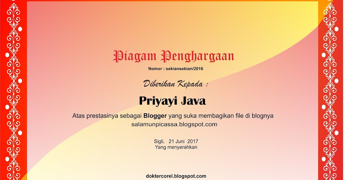 Download Bingkai Sertifikat / piagam Format .cdr Gratis