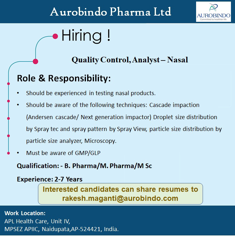 Job Availables,Aurobindo Pharma Ltd Job Vacancy For B.Pharm/ M.Pharm/ MSc