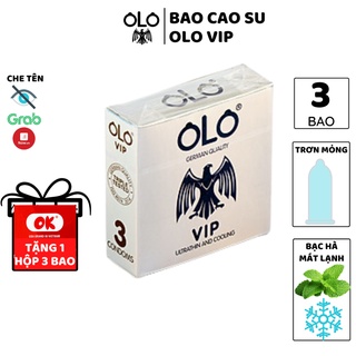 Bao cao su OLO Ultrathin & Cool tinh dầu bạc hà 3 bao/hộp siêu mỏng chống tuột kéo dài thời gian