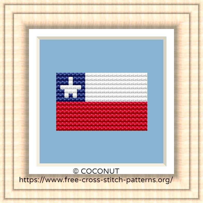 NATIONAL FLAG OF CHILE CROSS STITCH CHART