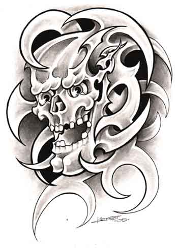 This skull tribal tattoo has some good appeal Tribal tattoos are generally 