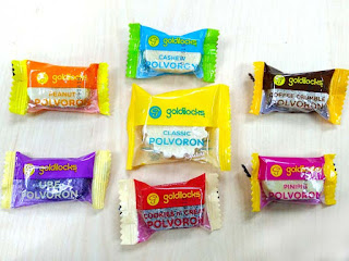 7 polvoron flavours - original, cashew, peanut, coffee, pinipig, cookies and cream, and ube.